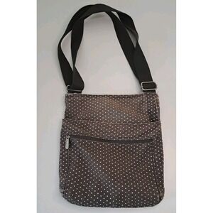 Thirty One Hipster Cross Body Purse Brown w/ White‎ Dots Adjustable Strap